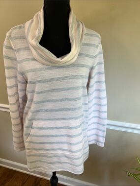Sonoma Striped Cowl Neck Pullover Sweater - Pastel Pink & Light Blue